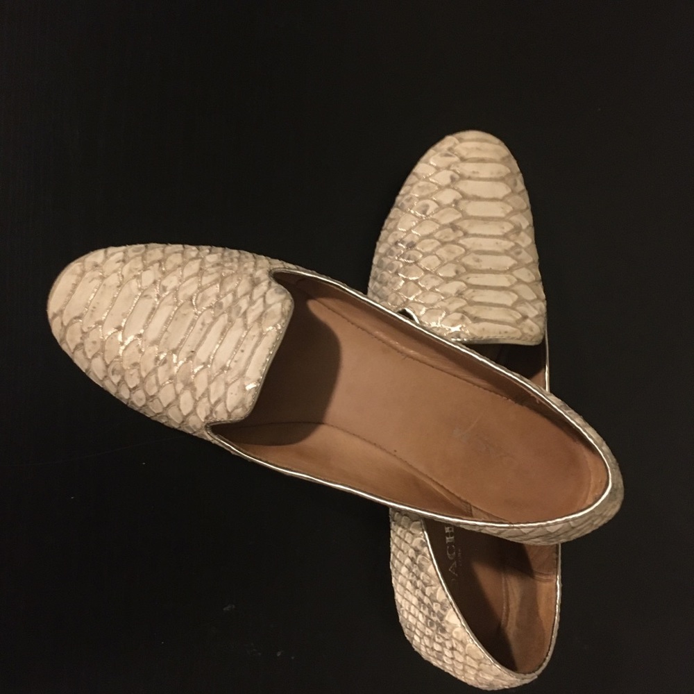 Snakeskin Coach Smoking Slipper Flats